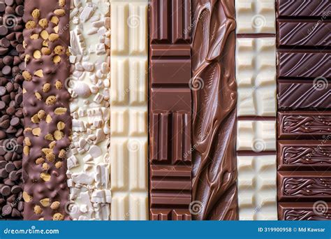 Abstract Background with Various Types of Chocolate Bars, Top View ...