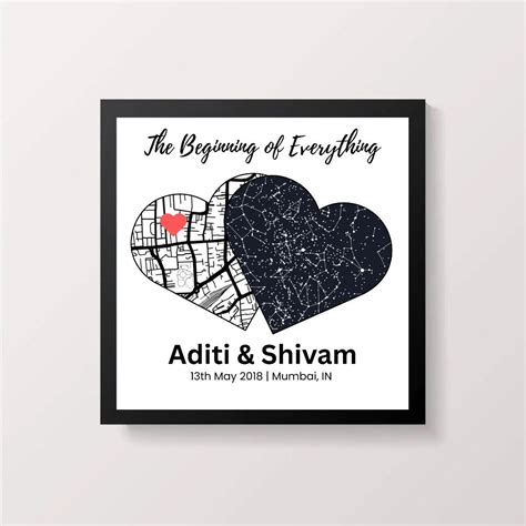 Memory Star Heart Map Frame Gift for Anniversary, Birthday – Happy Corner