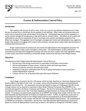 Fillable Online esf Erosion & Sedimentation Control Policy Fax Email ...