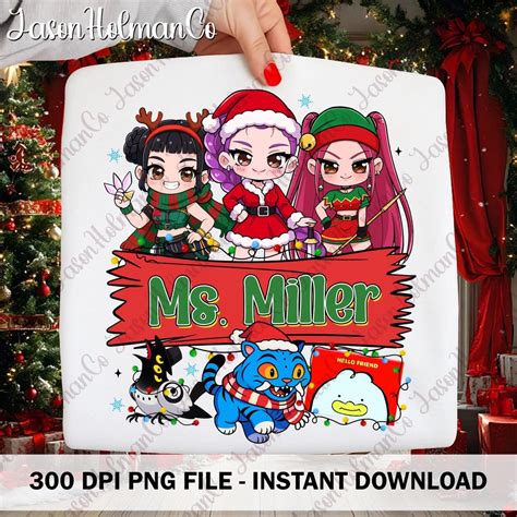 Buy Custom Name Huntrix Kpop Demon Hunter Christmas PNG, Personalized ...