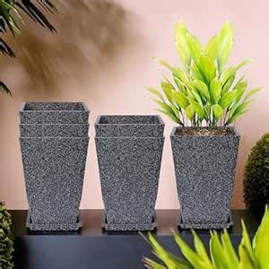 Kuber Industries Pack of 6 Flower Pot with Plate | 12 Inch ...