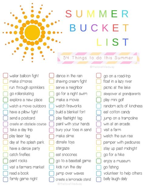 Summer Bucket List Pdf at Harold Raines blog