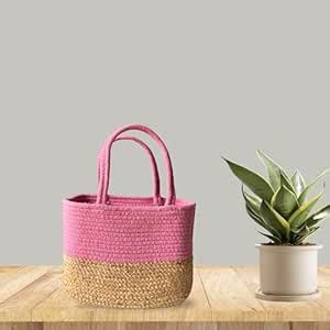 JASMEY HOMES Jute Lunch Bag for Office | Picnic Basket | Tote Handbag ...