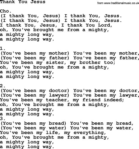 Thank You Jesus - Apostolic and Pentecostal Hymns and Songs lyrics, and PDF