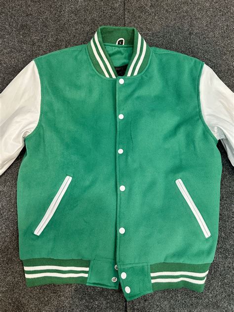 Green and White Varsity Jacket Blank Letterman Jacket in Green Wool ...