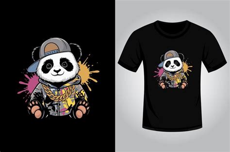 Streetwear panda t shirt design | Premium Vector