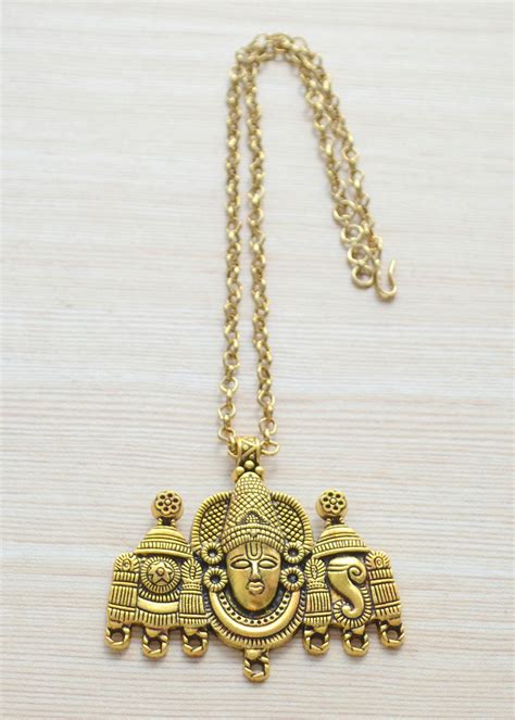Get Divine South Indian God Tirupati Balaji Pendant With Chain Gold at ...