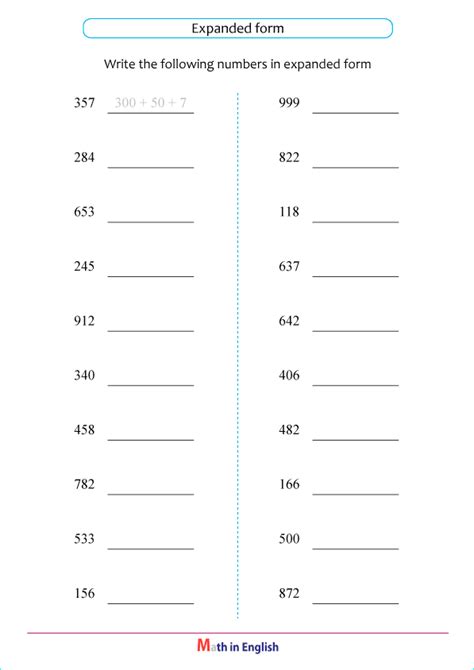 Image result for Expanded Format Math Worksheets 3rd Grade Color