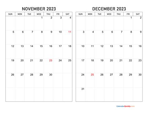 Blank Calendar November And December 2023 - 2025 Blank Calendar ...