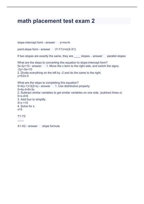 Image result for Math Placement Test Examples