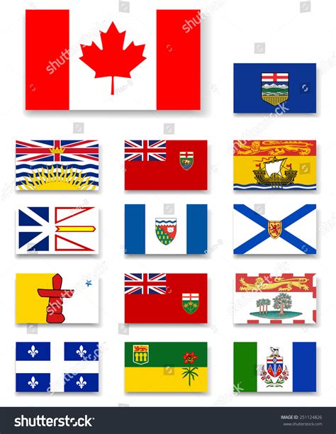 Canadian Provinces Territories Flags Setvector Stock Vector (Royalty ...
