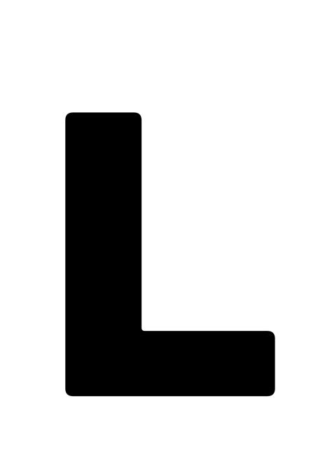 Printable Solid Black Letter L Silhouette