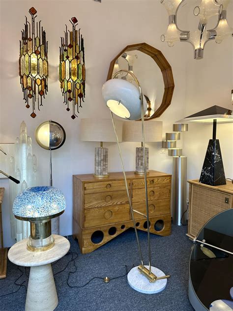 Floor lamp in brass, marble and lacquered metal by Angelo Lelii for ...