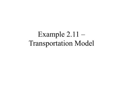 Image result for Transportation Model Example