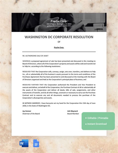 Ny Corporate Resolution Template Microsoft Word - Free Word Template