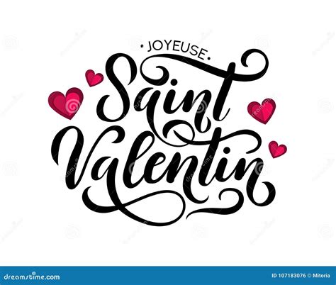 Happy Valentine`s Day Greeting Card in French. Joyeuse Saint Val Stock ...