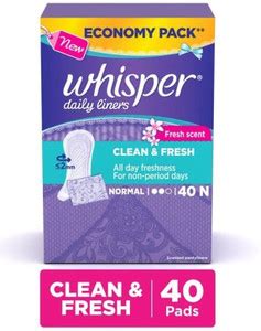 Whisper Daily Liners Normal - 40 N Pantyliner | Buy Women Hygiene ...