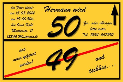 Einladung 50 Geburtstag Text Kurz