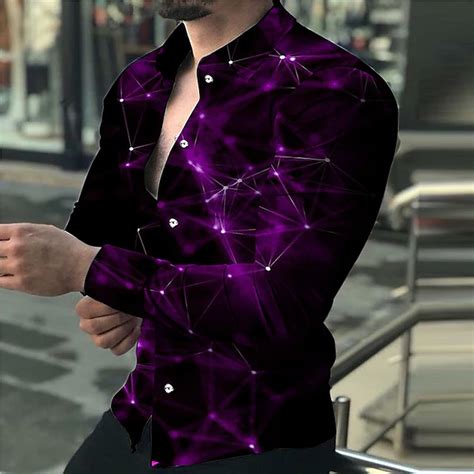 Men's Geometric Pattern Constellation Shirt Button Up Shirt Long Sleeve ...
