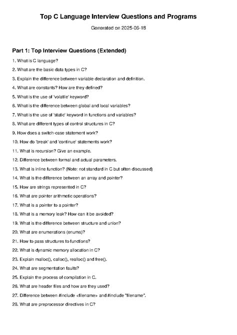 C Language Interview Questions & Programs Part 1: Top Qs & Concepts ...