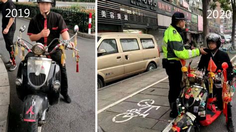 杭州小伙骑车闯红灯被拦下，交警一看车身惊了：居然又是你...