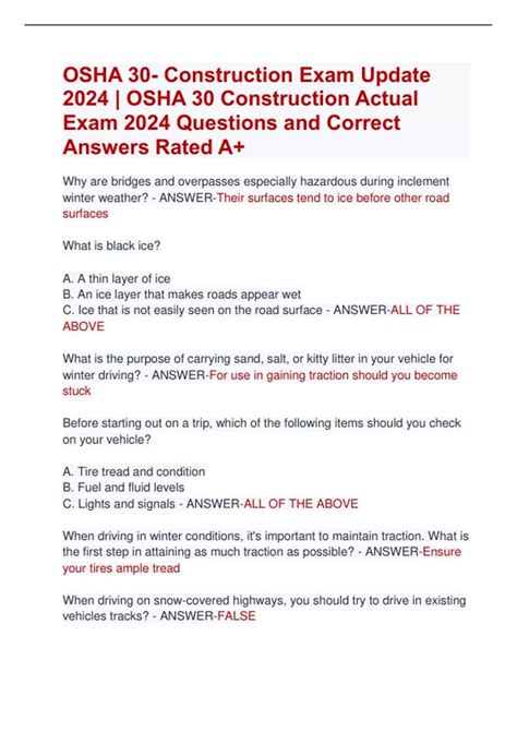 OSHA 30- Construction Exam Update 2024 | OSHA 30 Construction Actual ...