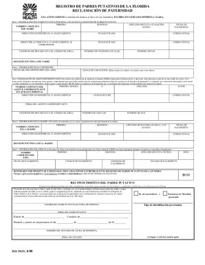 Fillable Online Florida Putative Father Registry Claim of Paternity Fax ...