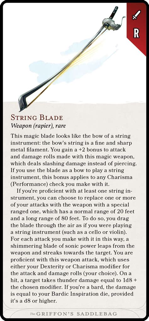 String Blade | The Griffon's Saddlebag | Dnd dragons, Dnd 5e homebrew ...