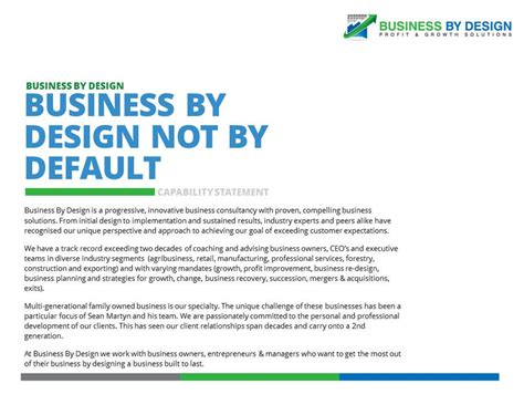 Create a captivating 'capability presentation' for Business By Design ...