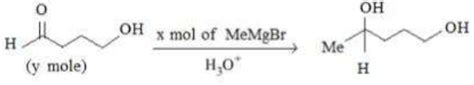 The ratio x/y on completion of the above reaction is