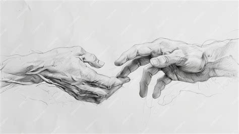 Black and white pencil drawing of two hands reaching out to each other ...