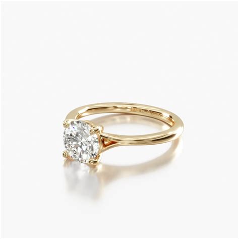 18K Yellow Gold Classic Split Shank Solitaire Diamond Engagement Ring ...