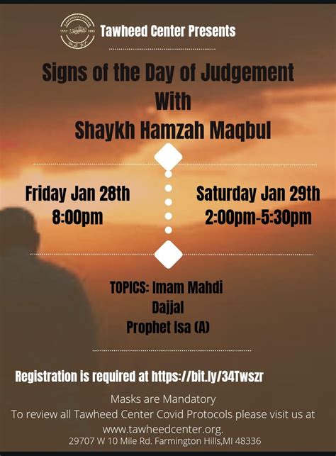 Weekend Event with Shaykh Hamzah Maqbul | Tawheed Center - Farmington Hills