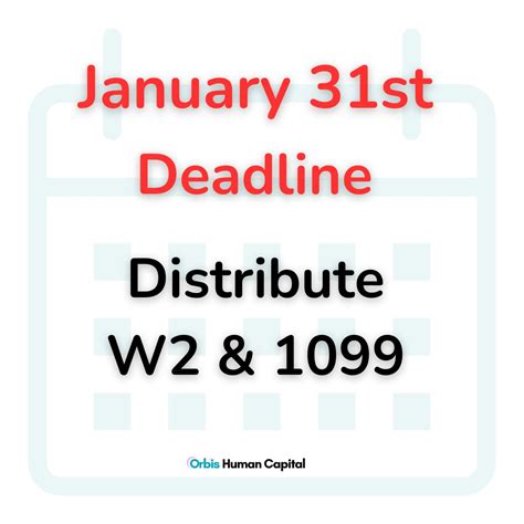 Deadline Reminder: Don't miss W2's and 1099 deadline! | Orbis Human ...