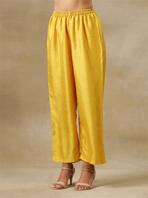 Yellow Textured Silk High Slit Gathered Kurta Set – trueBrowns