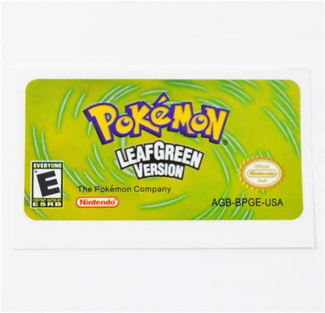 Pokemon Leaf Green Label Replacement Shiny Foil sticker for GBA Game ...