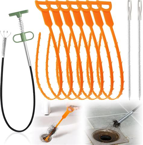 Drain Snake Clog Remover Set with 35.5" Metal Hair Drain Snake (1pc) 25 ...