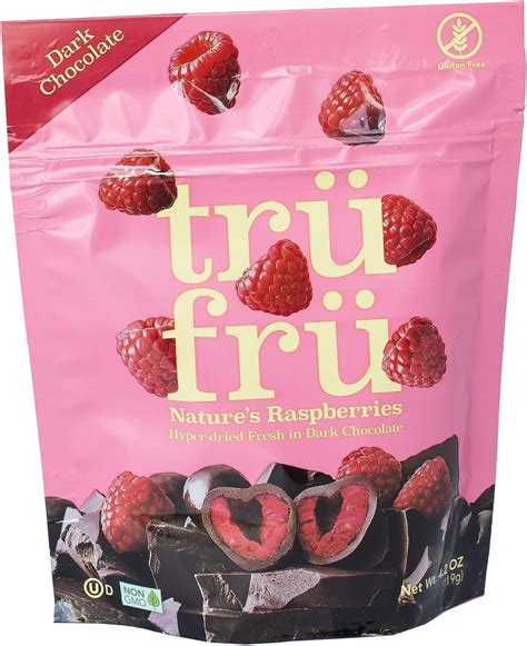 Tru Fru Nature's Raspberries Hyper-Dried Fresh in Dark Chocolate, 4.2 ...