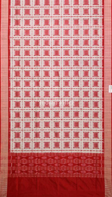 White Red Ashwin Theme Authentic Sambalpuri Silk Dupatta – IndianVillèz