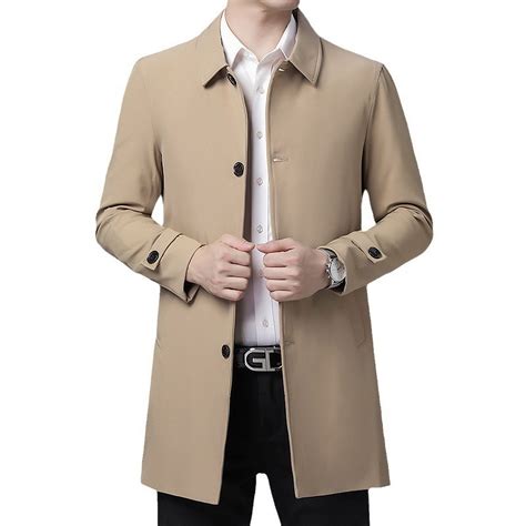 Men's Autumn Business Casual Trench Coat Non-iron Processing Medium ...