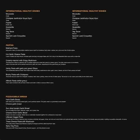 Menu at The Hidden Forest, Bhopal