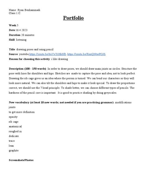 Image result for Format of Portfolio