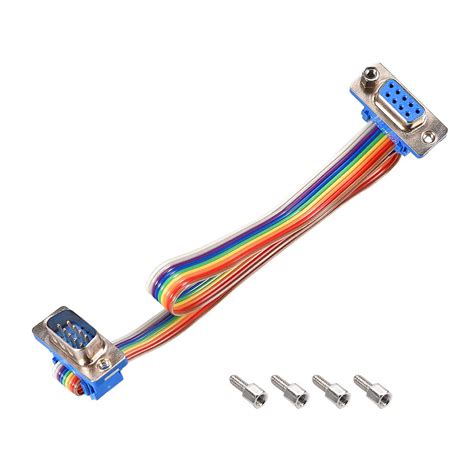 uxcell IDC Rainbow Wire Flat Ribbon Cable DB9 Male to DB9 Female ...