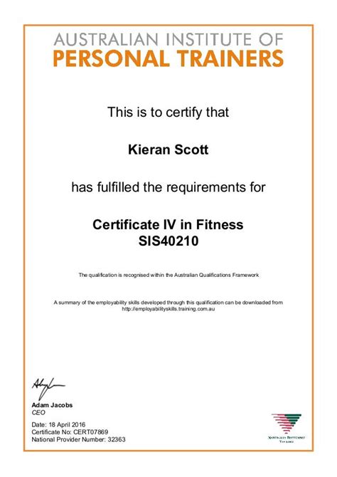 Certificate IV - Fitness
