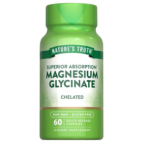 Nature's Truth Magnesium Glycinate Supplement 200mg, Chelated for ...