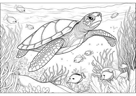 Realistic Sea Turtle Coloring Page