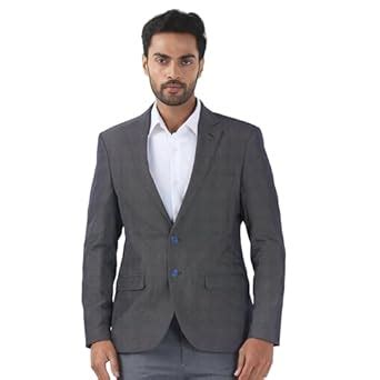 Buy Raymond Men Slim Fit Structure Pattern Terylene Rayon Blend Notch ...