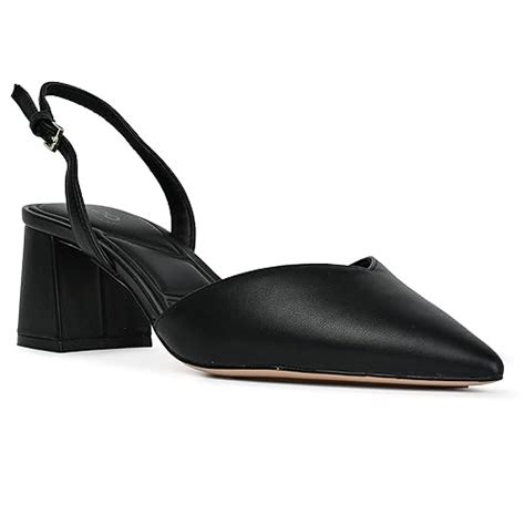 Aldo THERATHA-001-BLACK Synthetic Pointy Toe Sling Back Block Heel Shoe ...