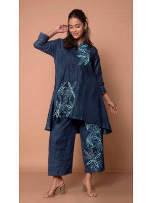 Buy The House of Hemp Women Navy Blue Latest Stylish Kurta and Pant ...