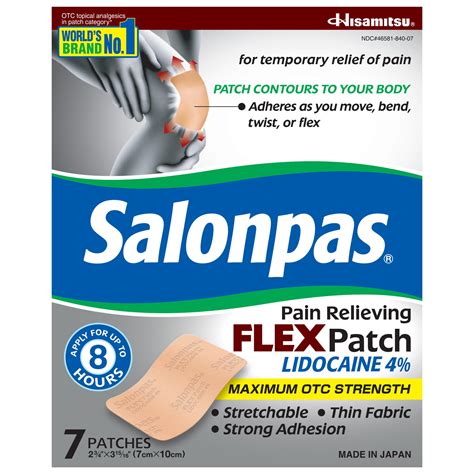 Salonpas Maximum Otc Strength Lidocaine 4 Pain Relieving Flex Patch ...